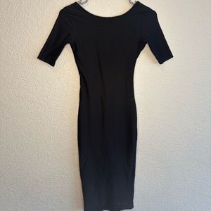 Black, half-sleeve, backless, bodycon dress